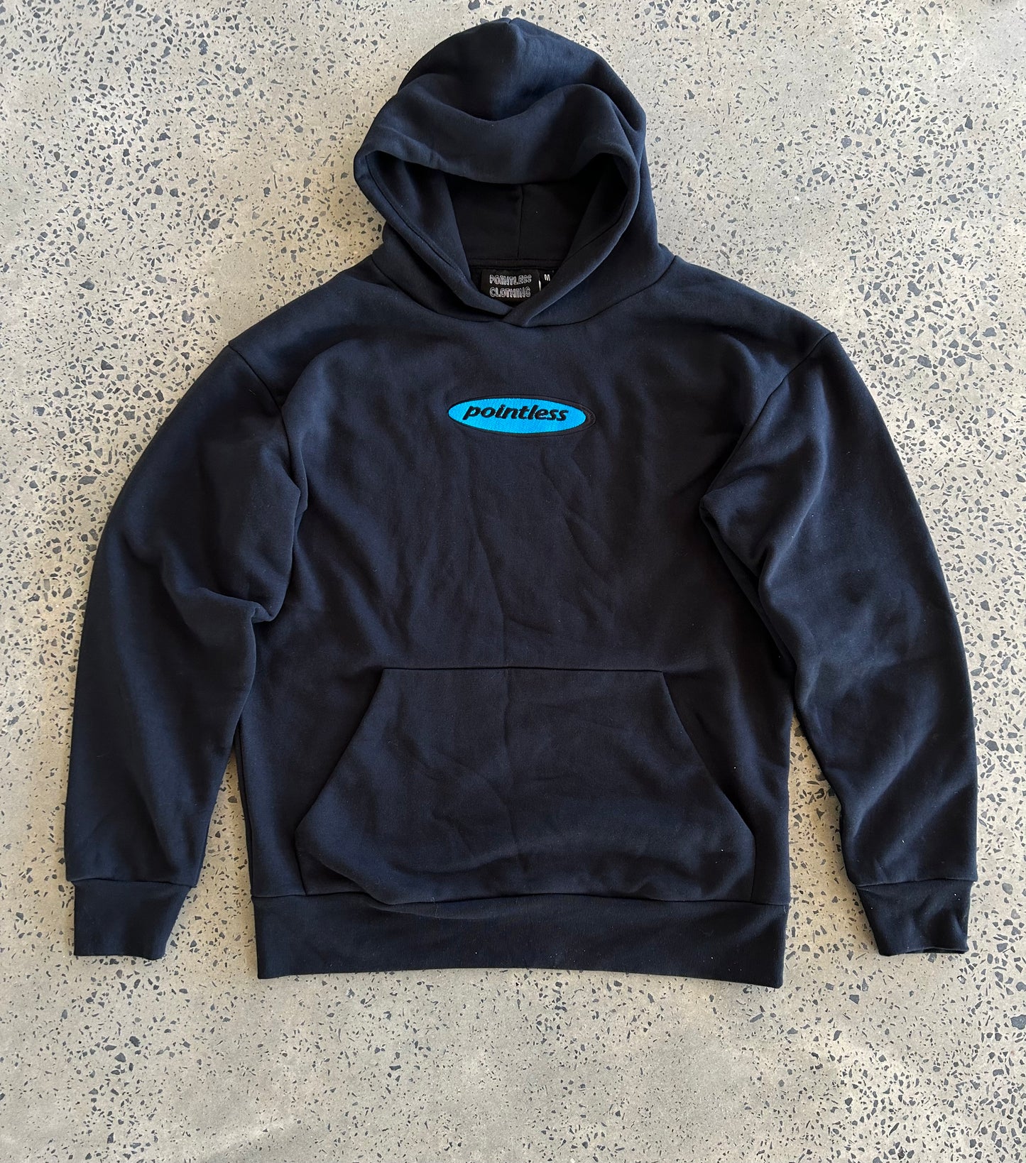 blue embroidered hoodie